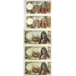 France 10 & 50 Francs (1971-1976) Lot of 5 pcs