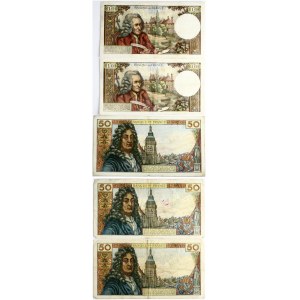 France 10 & 50 Francs (1971-1976) Lot of 5 pcs