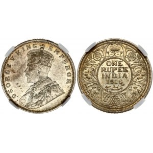 India - British 1 Rupee 1918 B NGC MS 60