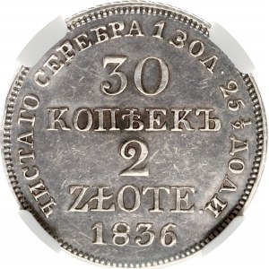 30 Kopecks - 2 Zlotych 1836 MW NGC UNC DETAILS