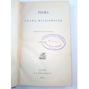 Adam Mickiewicz, Pisma, svazek V - Literární články. 1899