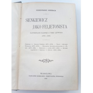 Hoesick Ferdynand, Sienkiewicz jako feljetonista. Zapomniane kartki z teki Litwosa. 1902