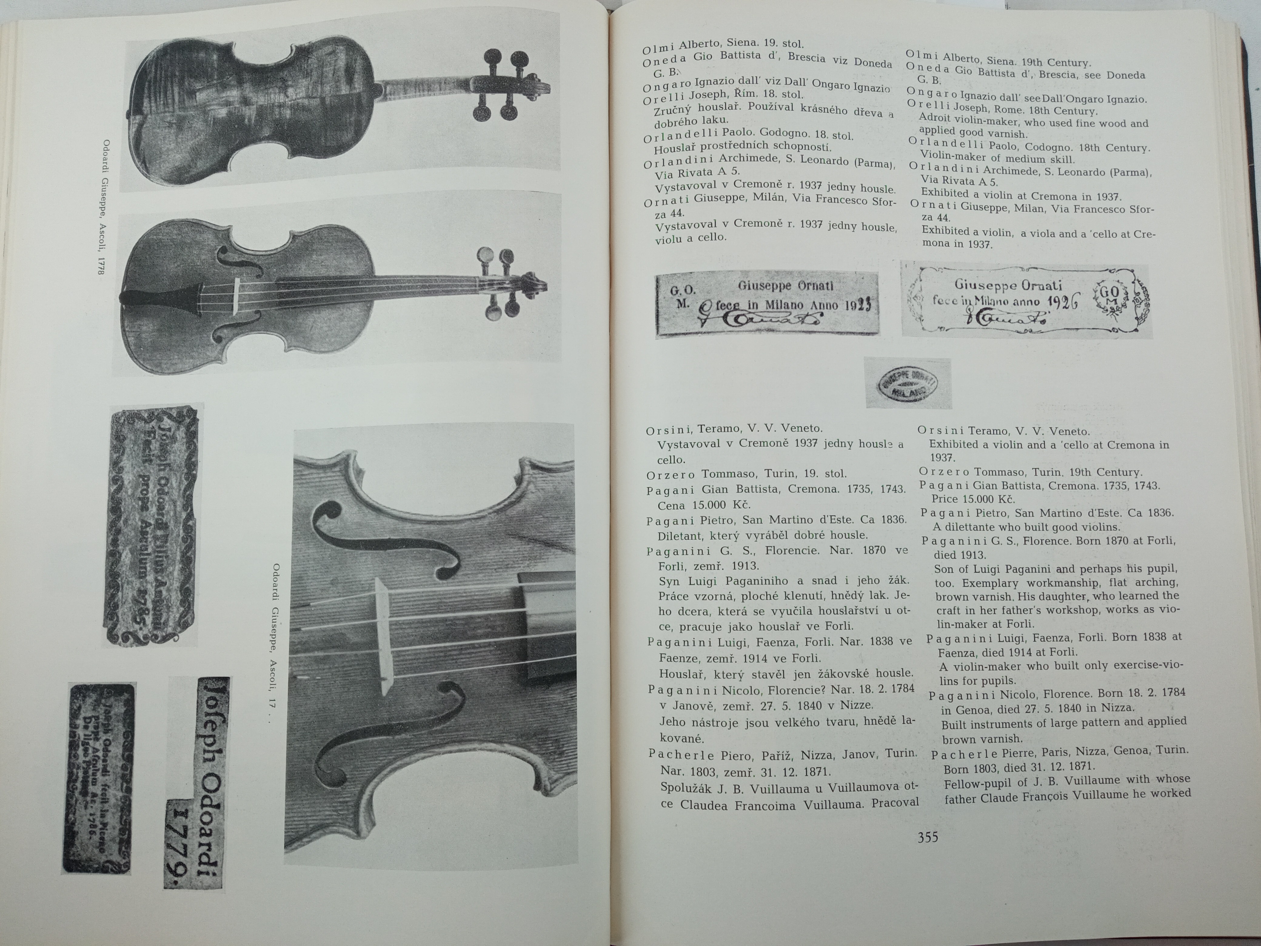 Karel Jalovec, Italsti Houslari / Italian Violin Makers. 1952