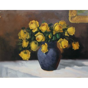 Tadeusz Radwan(XX w.), Żółte róże w wazonie