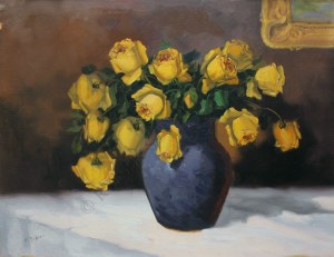 Tadeusz Radwan(XX w.), Żółte róże w wazonie