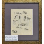 Stanislaw KAMOCKI (1875-1944), Náčrtky siluet ruských vojáků(?), dělostřelecký park, náčrtky potyčky, fragment lesa 1894(?)