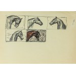 Ludwik MACIĄG (1920-2007), Pięć miniaturowych kompozycji przedstawiających głowę konia