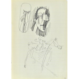 Jerzy PANEK (1918-2001), Skice mužských hláv, Don Quijote na koni, po 29.01.1970