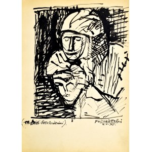 Kazimierz PODSADECKI (1904-1970), Skizze des Hauptes der Jungfrau Maria und Christus nach Michelangelos Skulptur Pieta Rondanini, 1969