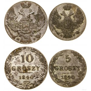 Poland, set: 5 pennies and 10 pennies, 1840 MW, Warsaw.