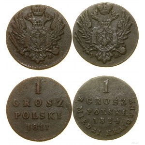 Poland, 2 x 1 Polish grosz, 1817 IB, 1824 IB (from kraiowey copper), Warsaw