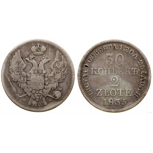 Poland, 30 kopecks = 2 zlotys, 1835 MW, Warsaw
