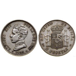 Spain, 2 pesetas, 1905 SMV, Madrid
