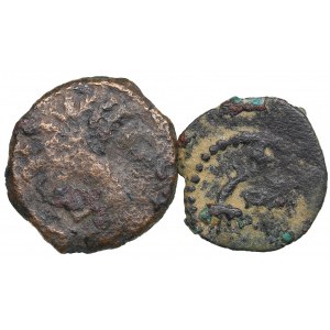 Judaea AE Prutah - Augustus/Coponius 6 AD & Herod I BC 21-12 (2)