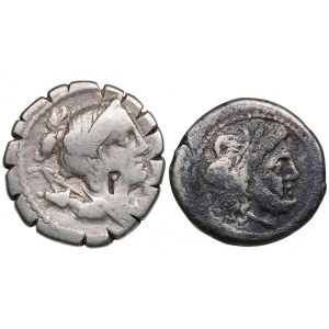 Roman Republic AR Serrate Denarius 79 BC & AR Victoriatus 211-208 BC (2)