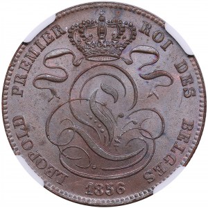 Belgium 5 Centimes 1856 - NGC MS 64 BN