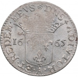 France, Dombes 1⁄12 Ecu 1665 - Anne Marie Louise (1652-1693)
