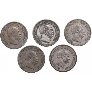 Germany, Prussia 1 Groschen 1860, 1866, 1867, 1868, 1870 (5)