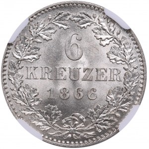 Germany, Frankfurt 6 Kreuzer 1866 - NGC MS 65