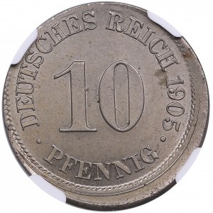 Germany 10 Pfennig 1905 A - NGC MINT ERROR MS 63