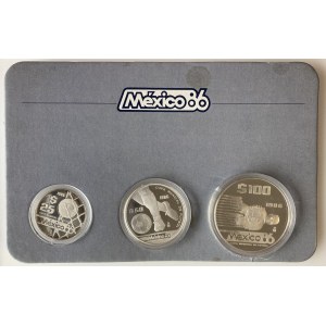 Mexico 100, 50 & 25 Pesos 1985 - Soccer World Cup set (3)