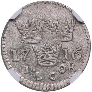 Sweden 1 Öre 1716 LC - Carl XII (1697-1718)- NGC MS 64