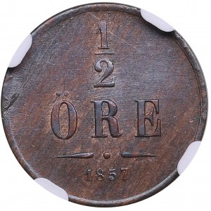 Sweden 1/2 Öre 1857 - Oscar I (1844-1859) - NGC MS 64 BN
