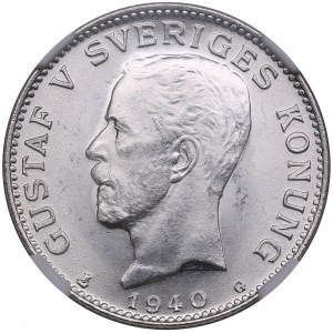 Sweden 1 Krona 1940 G - Gustaf V (1907-1950) - NGC UNC DETAILS