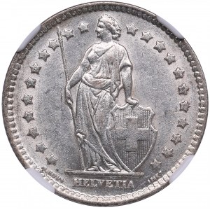 Switzerland 1 Franc 1921 B - NGC AU 58