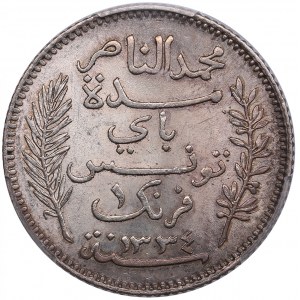Tunisia 1 Franc AH1334 - 1916 A - PCGS MS64