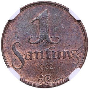 Latvia 1 Santims 1922 - NGC MS 63 BN