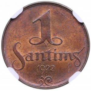 Latvia 1 Santims 1922 - NGC MS 63 BN