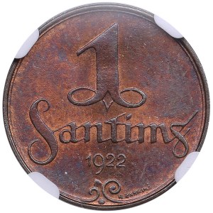 Latvia 1 Santims 1922 - NGC MS 64 BN
