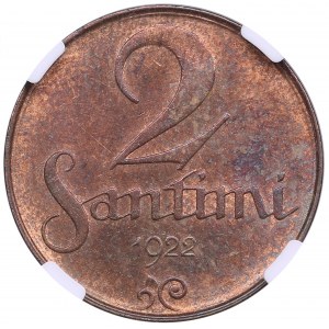 Latvia 2 Santimi 1922 - NGC MS 62 RB
