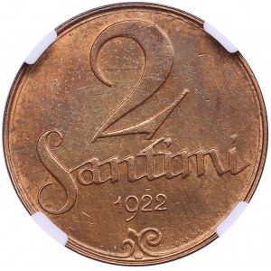 Latvia 2 Santimi 1922 - NGC UNC DETAILS