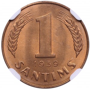 Latvia 1 Santims 1939 - NGC MS 66 RD
