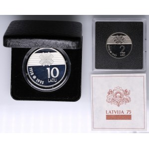 Latvia 10 Latu & 2 Lati 1993 - 75th Anniversary of the Republic of Latvia (2)