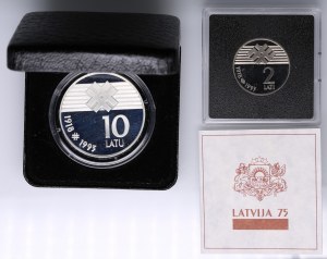 Latvia 10 Latu & 2 Lati 1993 - 75th Anniversary of the Republic of Latvia (2)