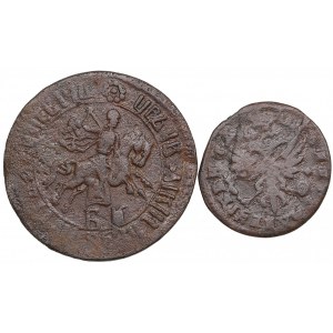 Russia Kopeck 1707 & Denga 1716 (2)