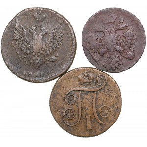 Russia 2 Kopecks 1816, 1 Kopeck 1801 & Denga 1741 (3)