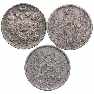 Russia 10 Kopecks 1823, 1847, 1862 (3)