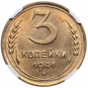 Russia, USSR 3 Kopecks 1941 - NGC UNC DETAILS