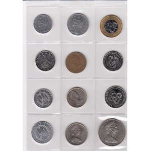 Small collection of world coins: Polynesie, Galapagos Islands, Zimbabwe, New Zealand, Djibouti, Eritrea, Bahamas, Israel
