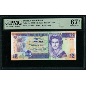 Belize 2 Dollars 1990 - PMG 67 EPQ Superb Gem Unc