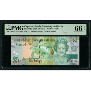 Cayman Islands 5 Dollars 2010 - PMG 66 EPQ Gem Uncirculated