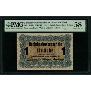 Germany, Posen 1 Roubel 1916 - PMG 58 Choice About Unc