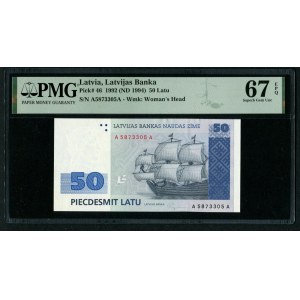 Latvia 50 Latu 1992 (ND 1994) - PMG 67 EPQ Superb Gem Unc