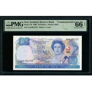 New Zealand 10 Dollars 1990 - PMG 66 EPQ Gem Uncirculated
