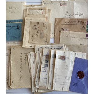 Group of envelopes (mostly court related), documents, receipt, membership cards etc - Estonia, Russia, Finland