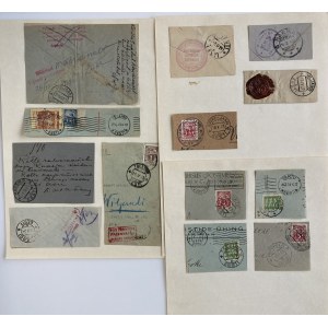 Group of Estonia envelope cutouts with commercial & registered letter stamps